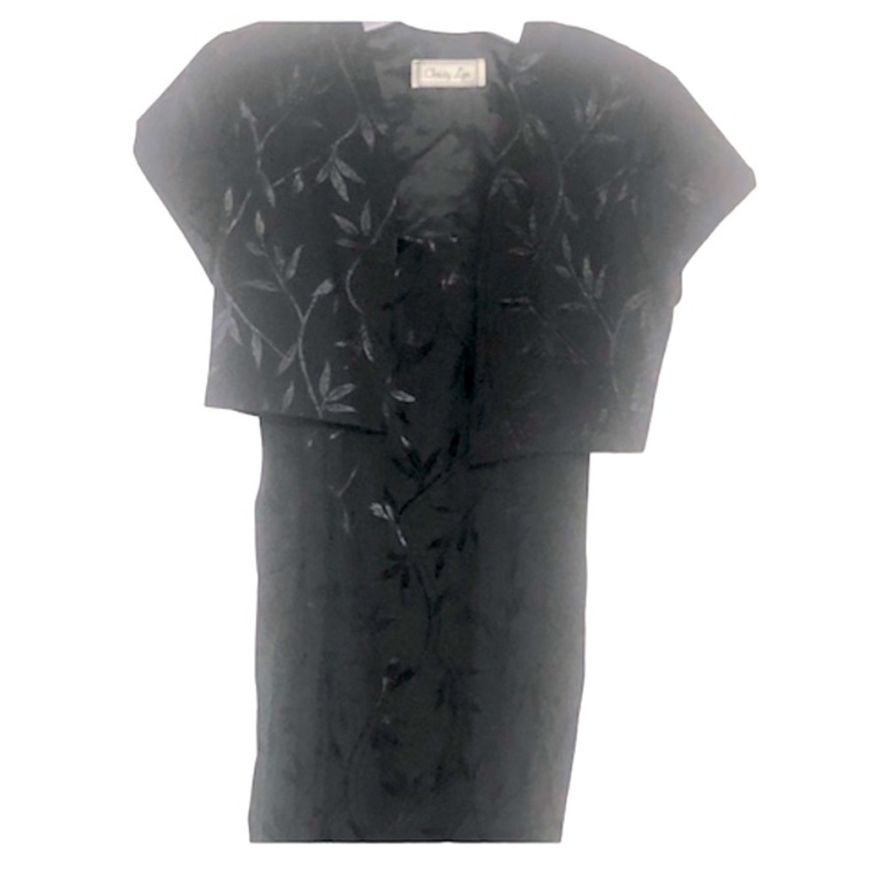 🌞 Christy Lyn Vintage 80s 2-piece Black jacket & tank mini dress women 12P